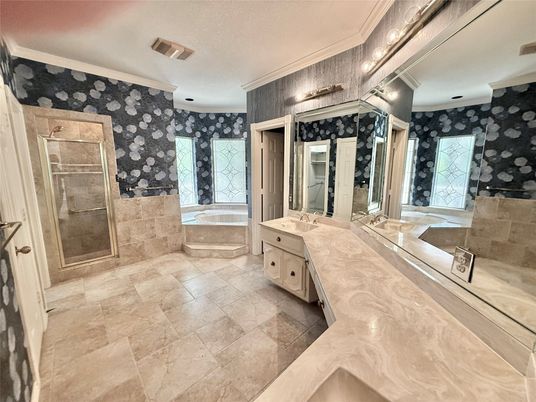 Bathroom, Dual Sink Vanities, Glass Shower, Interior