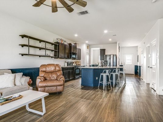 Interior, Kitchen, Living room, Recessed Lighting, Wood Texture Flooring