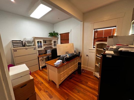 Home Office, Interior, Recessed Lighting, Wood Texture Flooring