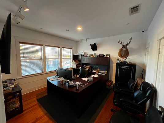 Home Office, Interior, Recessed Lighting, Wood Texture Flooring