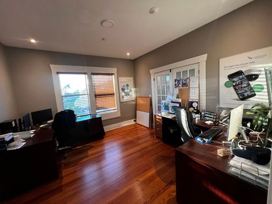 Home Office, Interior, Recessed Lighting, Wood Texture Flooring