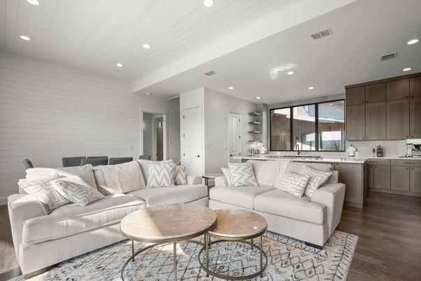 Interior, Kitchen, Living room, Recessed Lighting, Wood Texture Flooring