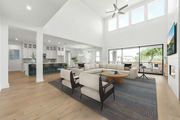 Dining room, Interior, Kitchen, Living room, Pendant Lights, Recessed Lighting, Wood Texture Flooring
