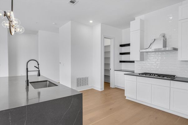 Interior, Kitchen, Pendant Lights, Recessed Lighting, Wood Texture Flooring