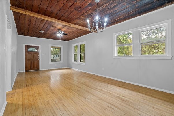 Chandelier, Empty room, Interior, Wooden Beams, Wooden Ceilings, Wood Texture Flooring