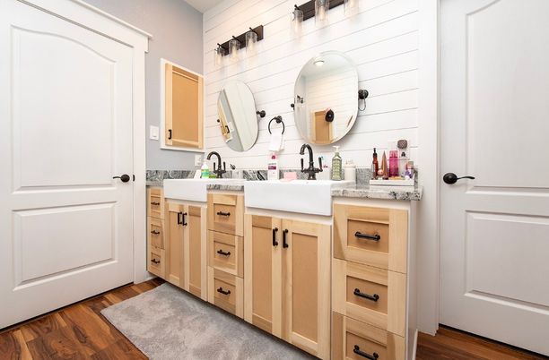 Bathroom, Dual Sink Vanities, Interior, Wood Texture Flooring