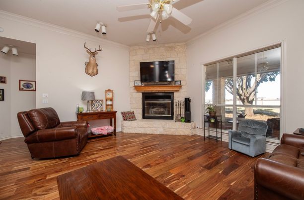 Fireplace, Interior, Living room, Stone Walls, Wood Texture Flooring