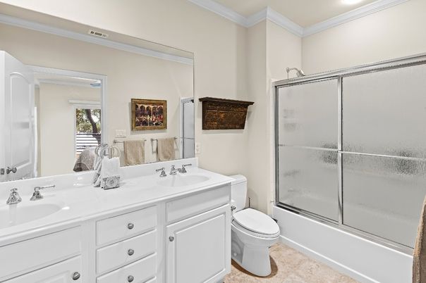 Bathroom, Dual Sink Vanities, Glass Shower, Interior, Recessed Lighting