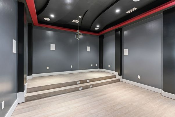 Empty room, Interior, Recessed Lighting, Wood Texture Flooring