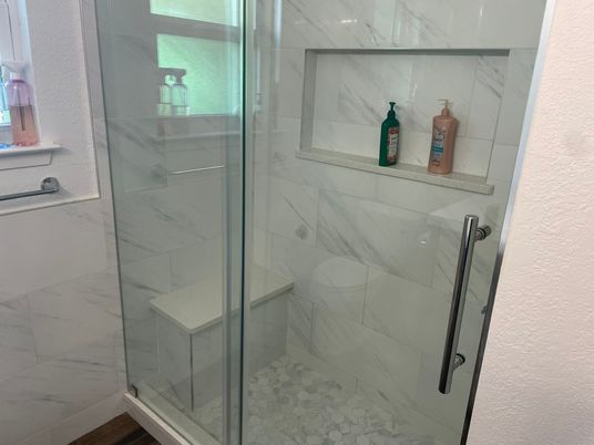 Bathroom, Glass Shower, Interior, Marble Walls