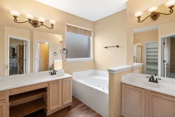 Bathroom, Dual Sink Vanities, Interior, Wood Texture Flooring