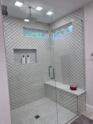 Bathroom, Glass Shower, Interior, Recessed Lighting