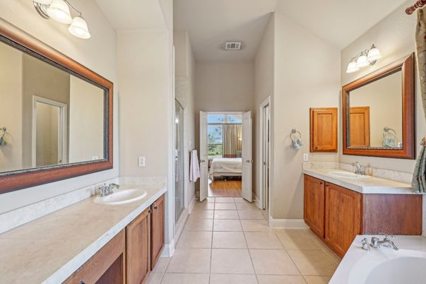 Bathroom, Bedroom, Dual Sink Vanities, Interior, Wood Texture Flooring
