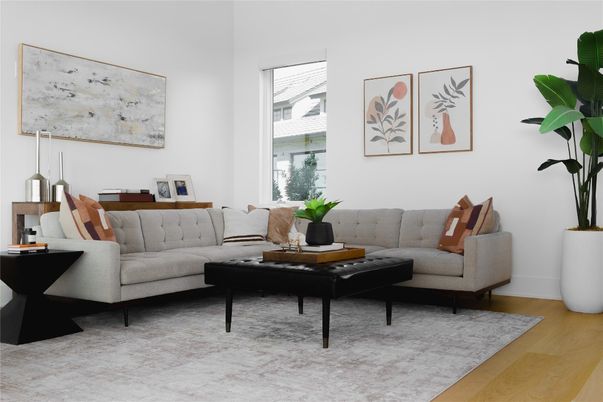 Interior, Living room, Pendant Lights, Wood Texture Flooring