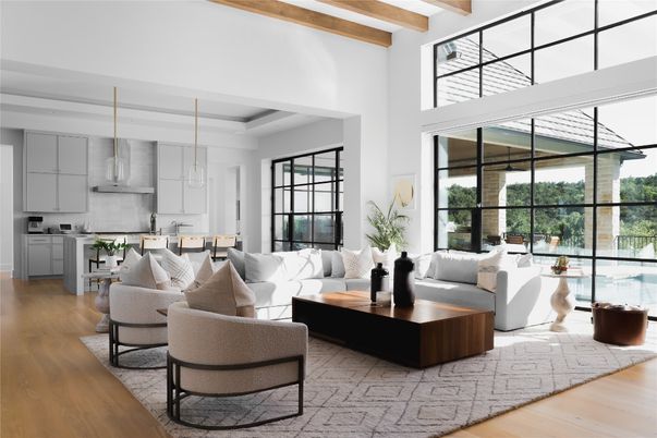 Interior, Kitchen, Living room, Pendant Lights, Wooden Beams, Wood Texture Flooring