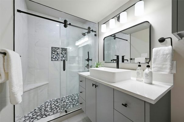Bathroom, Glass Shower, Interior, Marble Walls