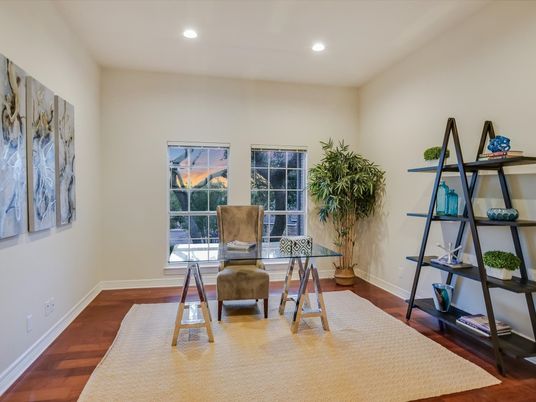 Home Office, Interior, Recessed Lighting, Wood Texture Flooring
