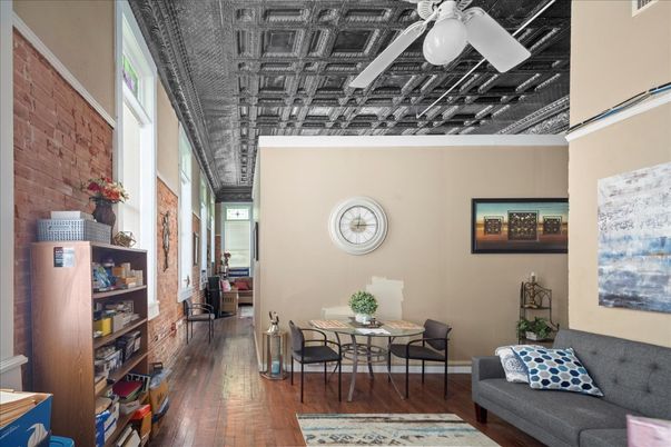 Dining room, Interior, Stone Walls, Wood Texture Flooring