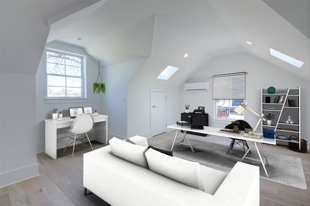 Home Office, Interior, Recessed Lighting, Wood Texture Flooring