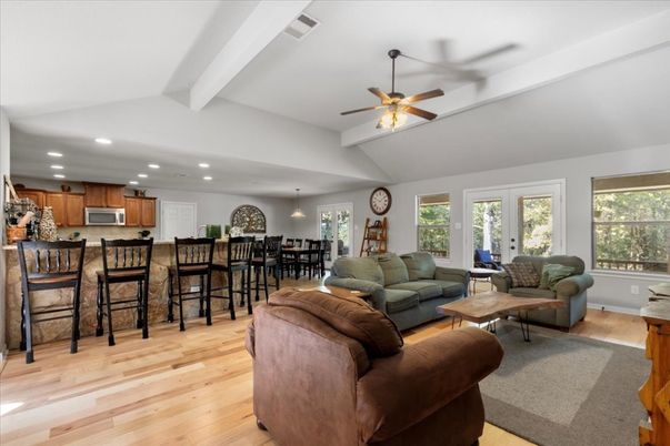 Dining room, Interior, Kitchen, Living room, Pendant Lights, Recessed Lighting, Wood Texture Flooring