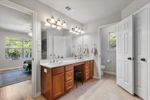 Bathroom, Dual Sink Vanities, Interior, Wood Texture Flooring