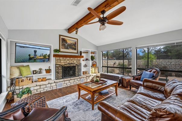 Fireplace, Interior, Living room, Wooden Beams, Wood Texture Flooring