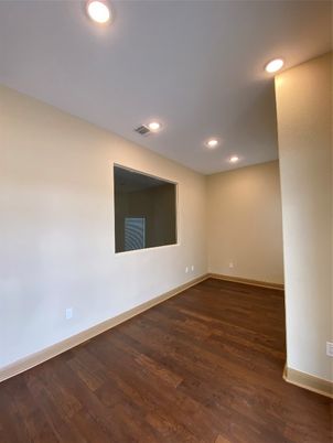 Empty room, Interior, Recessed Lighting, Wood Texture Flooring