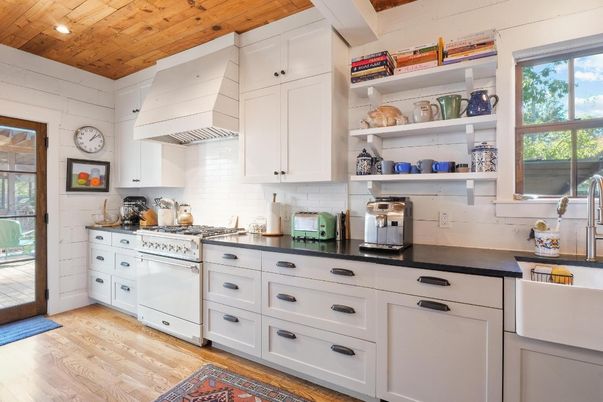 Interior, Kitchen, Recessed Lighting, Wooden Ceilings, Wood Texture Flooring