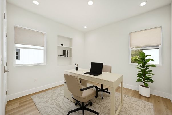 Home Office, Interior, Recessed Lighting, Wood Texture Flooring