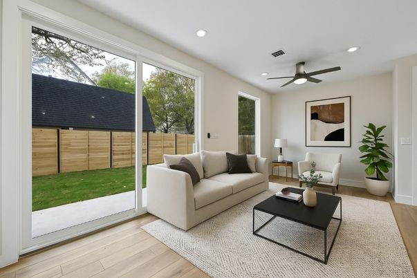 Interior, Living room, Recessed Lighting, Wood Texture Flooring