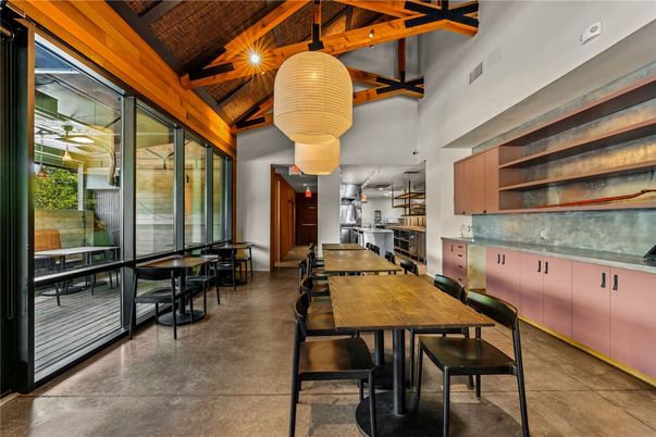 Dining room, Interior, Kitchen, Pendant Lights, Wooden Beams