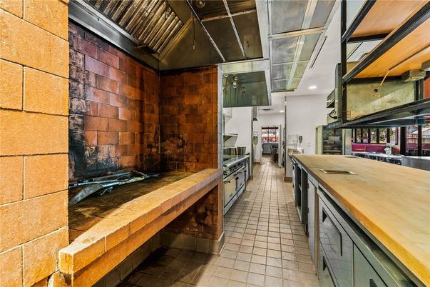 Interior, Kitchen, Recessed Lighting, Stone Walls