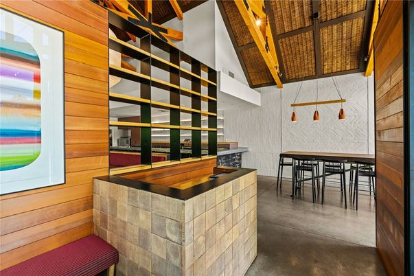 Dining room, Interior, Pendant Lights, Wooden Beams, Wooden Walls
