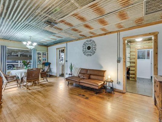 Chandelier, Dining room, Interior, Wood Texture Flooring