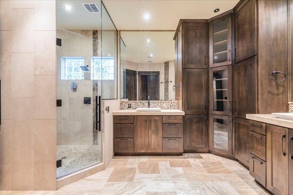 Bathroom, Dual Sink Vanities, Glass Shower, Interior, Recessed Lighting