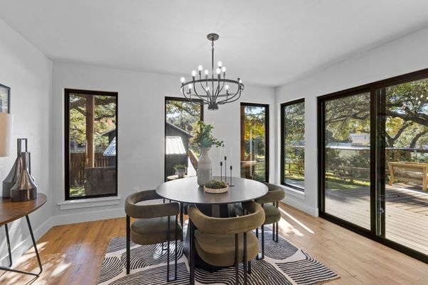 Chandelier, Dining room, Interior, Pendant Lights, Wood Texture Flooring
