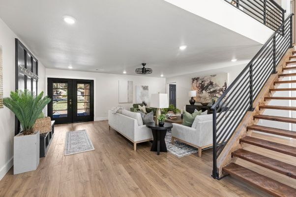 Interior, Living room, Recessed Lighting, Wood Texture Flooring