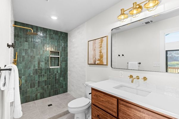 Bathroom, Glass Shower, Interior, Recessed Lighting