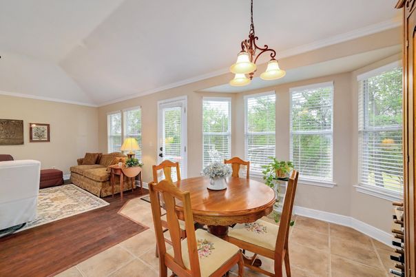 Chandelier, Dining room, Interior, Wood Texture Flooring