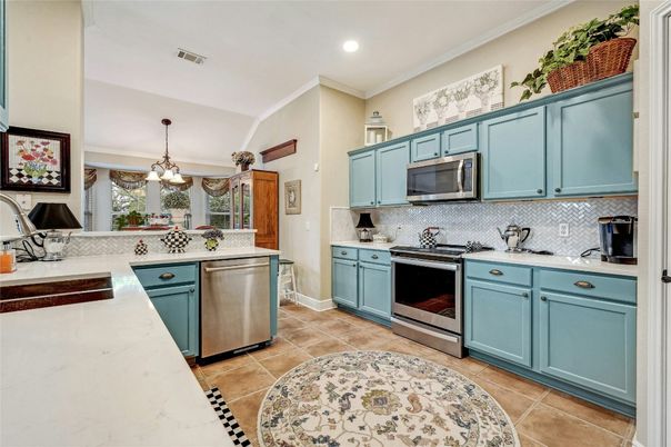 Interior, Kitchen, Pendant Lights, Recessed Lighting, Stainless Steel Appliances