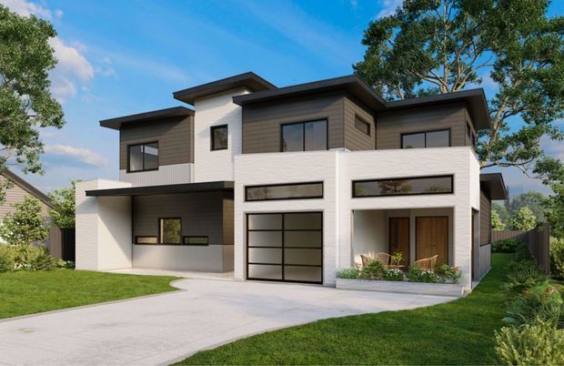Attached, Exterior, Facade, Modern