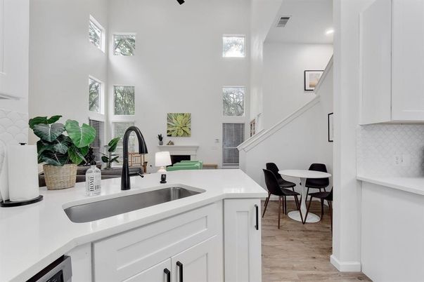Dining room, Interior, Kitchen, Recessed Lighting, Wood Texture Flooring