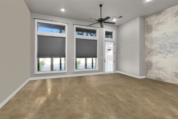 Empty room, Interior, Recessed Lighting, Stone Walls