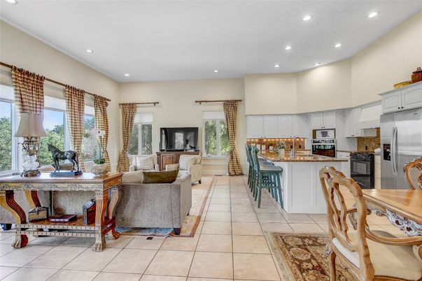 Dining room, Interior, Kitchen, Living room, Recessed Lighting, Stainless Steel Appliances