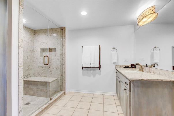 Bathroom, Glass Shower, Interior, Recessed Lighting