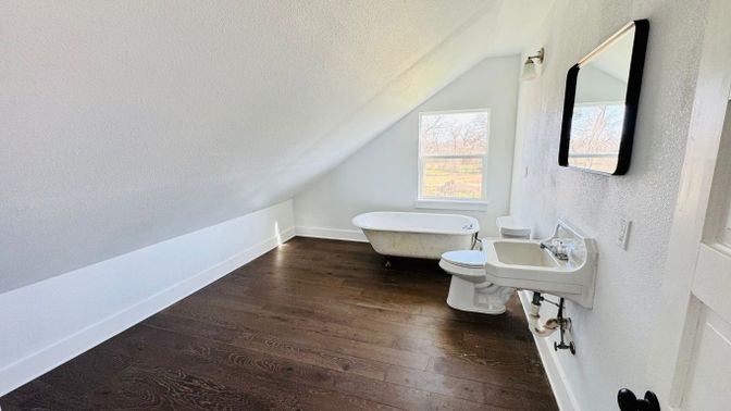 Bathroom, Free Standing Baths, Interior, Wood Texture Flooring