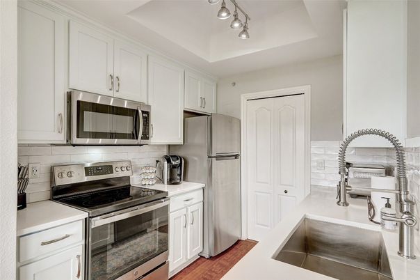 Interior, Kitchen, Stainless Steel Appliances, Wood Texture Flooring
