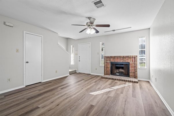 Empty room, Fireplace, Interior, Wood Texture Flooring