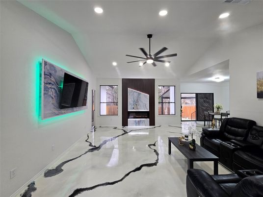 Fireplace, Interior, Living room, Pendant Lights, Recessed Lighting