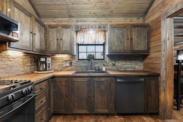 Interior, Kitchen, Stainless Steel Appliances, Wooden Ceilings, Wood Texture Flooring, Wooden Walls